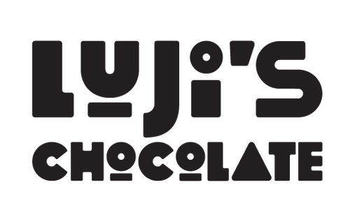 The logo of Luji's Chocolate, featuring bold, stylized black lettering with the brand name 'LUJI'S' on top and 'CHOCOLATE' below, all in capital letters, set against a plain white background